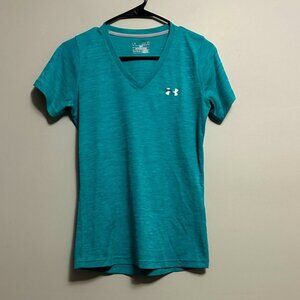 Under Armour Loose Heat Gear Women's Aqua V-Neck Tee Medium